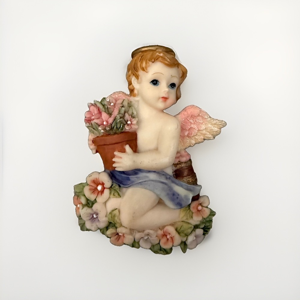 Hand Painted Angel Fridge Refrigerator Magnet Angelic Cherub Religious